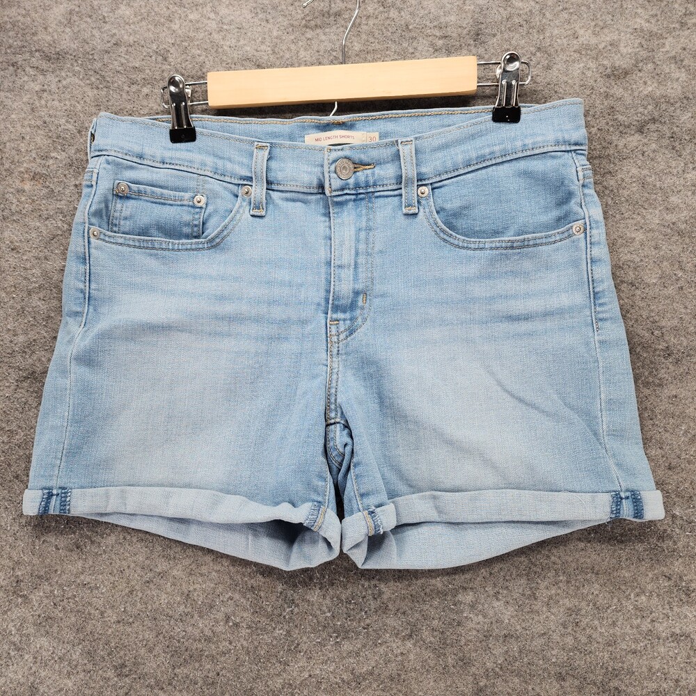 Levis Shorts Womens 30 Mid Length Blue Denim Mid Rise